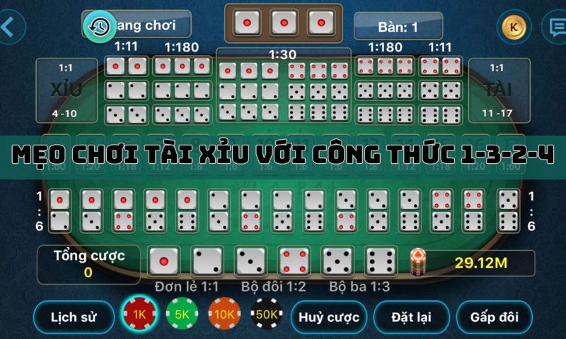 Mẹo chơi tài xỉu với công thức 1-3-2-4