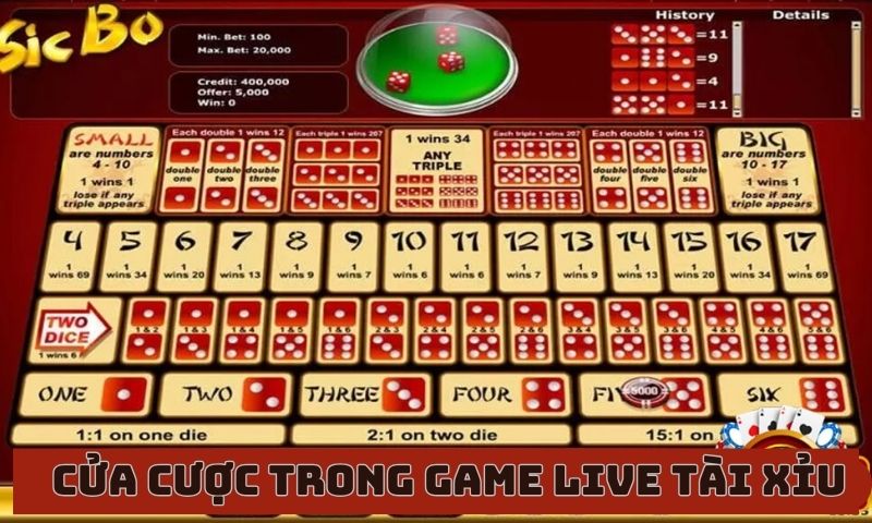 Nắm rõ các cửa cược Live Tài xỉu để tăng khả năng chiến thắng